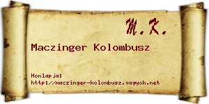 Maczinger Kolombusz névjegykártya